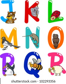 Cartoon Colorful Alphabet Set with Funny Animals
