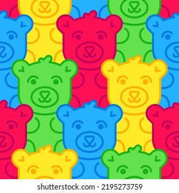 Cartoon colorful baby bear candy seamless pattern