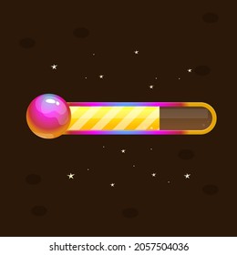 Cartoon Colorful Bright Rainbow Yellow Brown Progress Bar Circles Bubble Planet Life  For Games Game UI  Vector Design