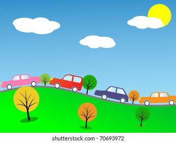 Cartoon colorful cars. Vector illustration