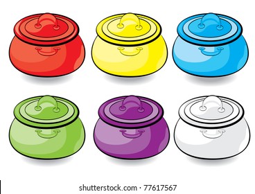 Cartoon colorful casserole. Illustration for design on white background