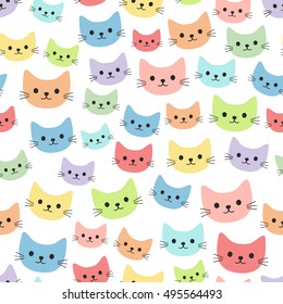 Cartoon colorful cats. Seamless wallpaper
