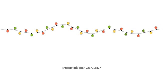 Cartoon colorful christmas lights. Christmas decorations isolated vector illustration