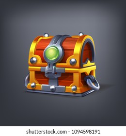 Cartoon Colorful Closed Treasure Chest. Vector Illustration.