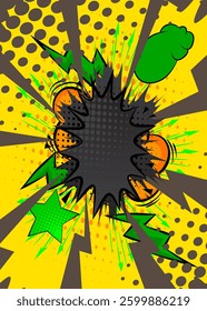Cartoon colorful, comic book background. Retro vector comics pop art design.