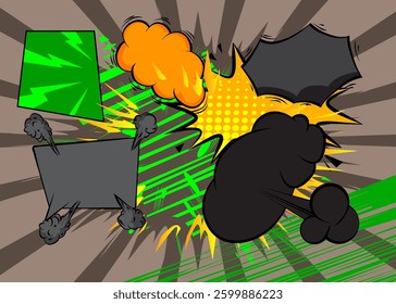 Cartoon colorful, comic book background. Retro vector comics pop art design.