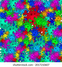 Cartoon Colorful Corona Virus Pattern Background Illustration