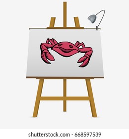 Cartoon colorful crab. Hand drawn vector illustration.