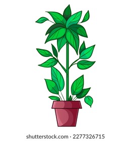 Cartoon colorful decorative garden plants in pot, vector illustration, eps10
