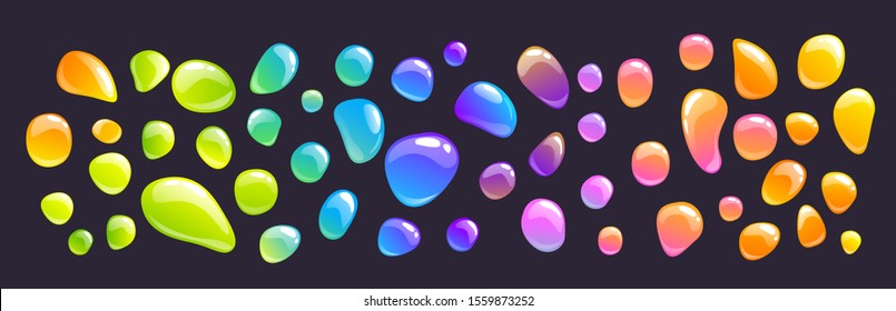 Cartoon colorful glue drops set. Color blobs. Vector illustration.