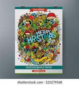 Cartoon colorful hand drawn doodles 2018 Year poster template. Very detailed, with lots of objects illustration. Funny vector artwork. Corporate identity design