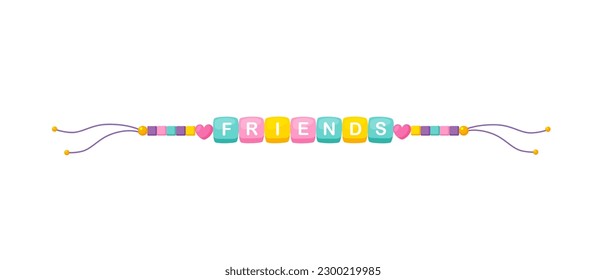 Cartoon colorful handmade bracelet isolated on a white background.