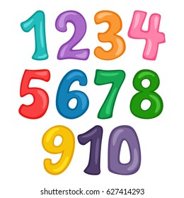 Cartoon Colorful Numbers from One to Ten