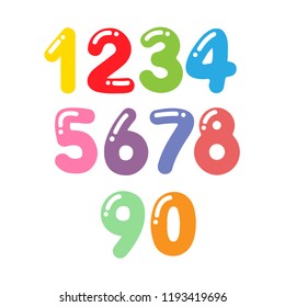 Cartoon colorful numbers set. Vector illustration