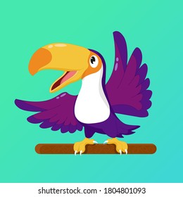 Cartoon colorful parrot on a bright background