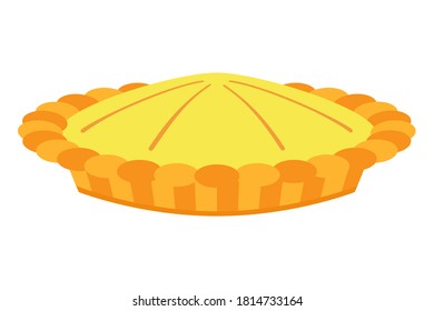 Cartoon colorful pie. Festive autumn party food. Thanksgiving themed vector illustration for icon, logo, poster, postcard or invitation card decor
