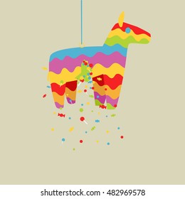 Cartoon colorful pinata horse toy vector illustration