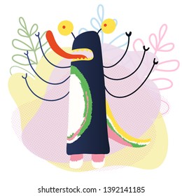 Cartoon colorful poster on white background. Vector illustration clipart. Childish vector illustration. Colorful clipart design.