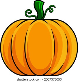 Cartoon Colorful Pumpkin. Vector Hand Drawn Illustration Isolated On Transparent Background