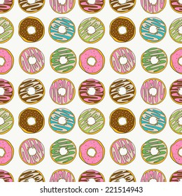 Cartoon Colorful seamless pattern with Donuts.