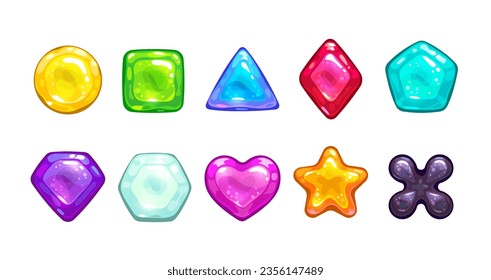 Viñetas coloridas de juego resbaladizo, formas divertidas y multicolores para el diseño de juegos. Elementos gráficos vectoriales aislados en fondo blanco.