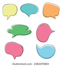Cartoon colorful speech bubble on white background. Chat icons vector isolated element. Message vector icons.