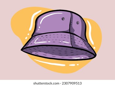 Cartoon colorful summer panama hat or cap. Isolated on background. Vector icon.