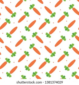 Cartoon colorful vector seamless pattern background with carrots and dots.