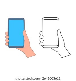 Cartoon Coloring Art Cellphone In One Hand Icon Digital Source 