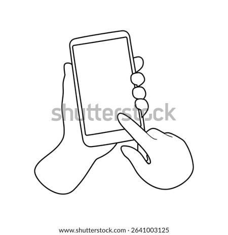 Cartoon Coloring Art Cellphone In Two Hand Icon Digital Source 