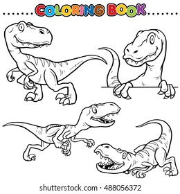 Cartoon Coloring Book - Dinosaurs Character set, Velociraptor