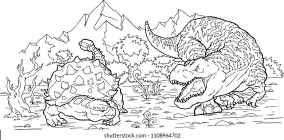 Cartoon Coloring Book - Dinosaurs Characters