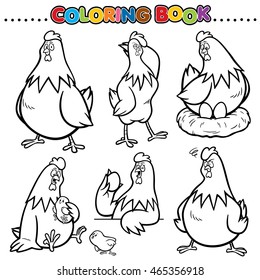 Cartoon Coloring Book - Hen