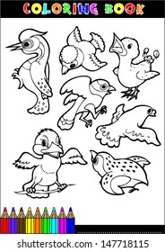 Cartoon coloring book illustrations. Series for young children.