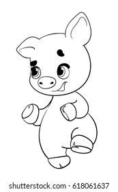 Cartoon Coloring Book - Pig. Vector illustration of a cartoon pig