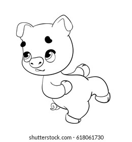 Cartoon Coloring Book - Pig. Vector illustration of a cartoon pig