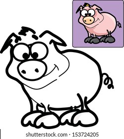 Cartoon coloring- cute pig