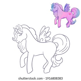 Cartoon Coloring Page - cute unicorn with wings