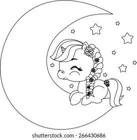 Cartoon coloring.
Cartoon pony on the Moon