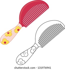 Cartoon comb. Coloring book. Vector illustration.