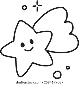 Cartoon comet, cute minimalist lines