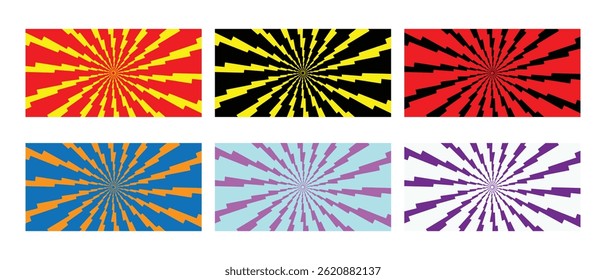Cartoon comic abstract background with lightning burst radiating.