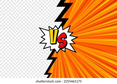Cartoon comic background with blank place for your design. Fight versus. Comics book colorful competition or challenge poster mockup. Retro Pop Art style. Vector illustration