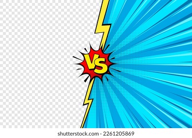 Cartoon comic background with blank place for your design. Fight versus. Comics book colorful competition or challenge poster mockup. Retro Pop Art style. Vector illustration