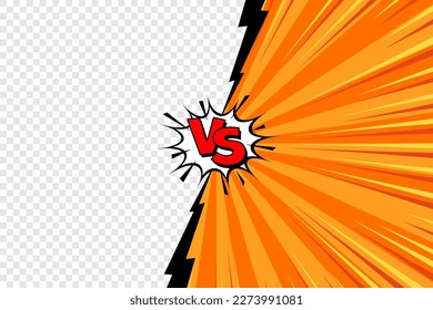 Cartoon comic background with blank place for your design. Fight versus. Comics book colorful competition or challenge poster mockup. Retro Pop Art style. Vector illustration