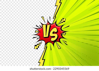 Cartoon comic background with blank place for your design. Fight versus. Comics book colorful competition or challenge poster mockup. Retro Pop Art style. Vector illustration