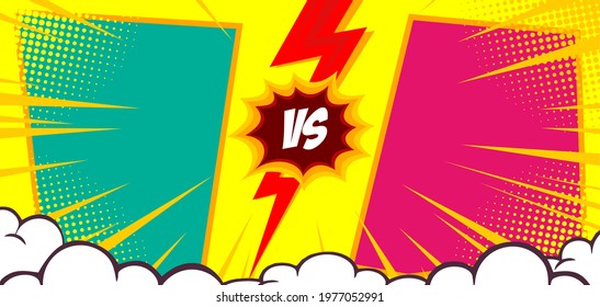Cartoon comic background. Fight versus. Comics book colorful competition poster. Retro Pop Art style. Vector illustration.