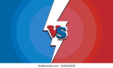Cartoon comic background. Fight versus. Logo of versus. Letters VS on background in comics style.  Retro Pop Art style. Vector illustration. Eps 10.