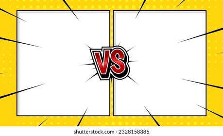 Cartoon comic background Fight versus Comics book colorful competition poster with halftone on yellow	