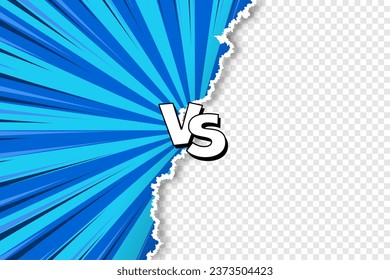 Cartoon comic background. Fight versus. Comics book colorful competition poster with torn paper element. Retro Pop Art style. Vector illustration